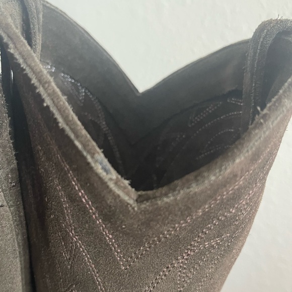 Frye Olive Suede Heeled Pull-On Cowboy Boots - Picture 6 of 15